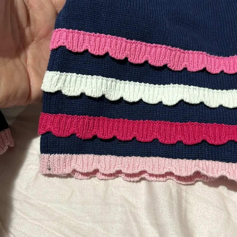 Gymboree 7 💯cotton cardigan blue pink cream crystal like buttons worn once euc
